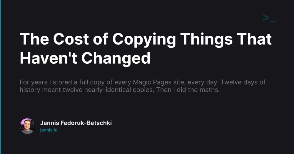 The Cost of Copying Things That Haven't Changed